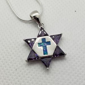 GORGEOUS AMETHYST STAR OF DAVID W OPAL CROSS